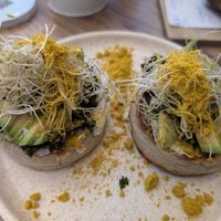 Vegan pesto crumpets at Combi in Byron Bay