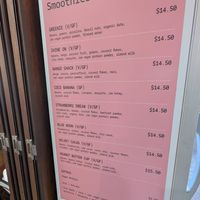 Smoothie menu at Combi in Byron Bay