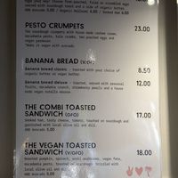 Menu at Combi in Byron Bay