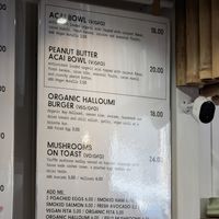 Menu at Combi in Byron Bay
