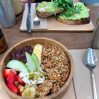 Granola bowl and vegan avo on toast at Combi in Byron Bay