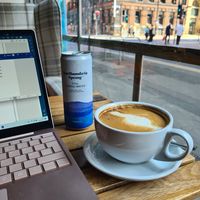 Latte with coconut milk at Chapter One in Manchester