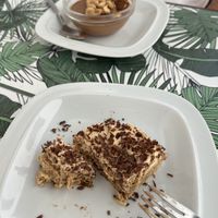 Peanut cookie cake (front) and chocolate mousse (back)  at Musgo in Aveiro