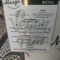 menu at Musgo in Aveiro