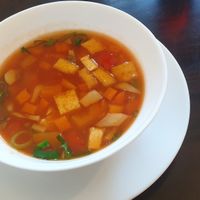 Suppe mit Tofu und Gemüse at Peace Food in Essen