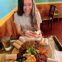 Veggie combo (and not a veggie combo)  at Ras Kassa's in Lafayette