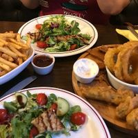 Halloumi salad, chips and sharing platter. at The Monument in Canterbury