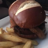 Doner burger with hot sauce and mayo at The Monument in Canterbury