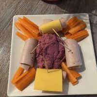 Mortadella italiana, cheddar vegano y humos de remolacha  at Codigos del Arte in Denia