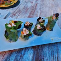 Vegan spring rolls as starter at Codigos del Arte in Denia