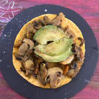 Arepas with mushrooms and avocado   at Codigos del Arte in Denia