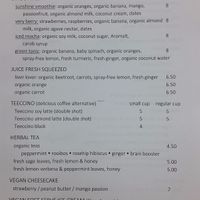 Menu ~ Back at Wholegrain Organics in Palmerston North