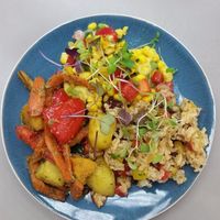 A mixture of 3 salads from the cabinet. at Wholegrain Organics in Palmerston North