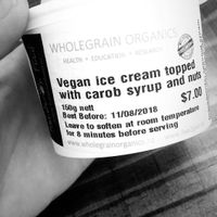 Vegan ice cream available in freezer- so yum!!!  at Wholegrain Organics in Palmerston North
