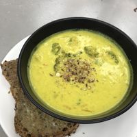 Broccoli  soup    at Wholegrain Organics in Palmerston North