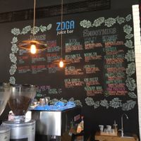 juice and smoothie board at Zoga Cafe in Dubai