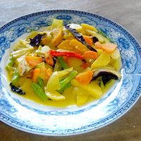 Fried vegetables with coconut milk at The Garden of Nang in Don Det