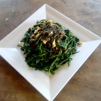 Vegetable salad with black sesame at The Garden of Nang in Don Det