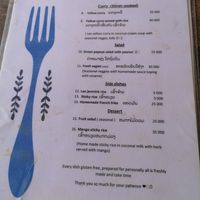 Menu part 1 at The Garden of Nang in Don Det