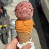 Grape sorbet and Thai tea gelato  at Garden Creamery in San Francisco