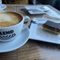 Oat latte & tray bake  at Blend Coffee Lounge in Perth