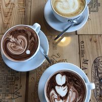 Soya milk hot chocolates and a latte at Blend Coffee Lounge in Perth