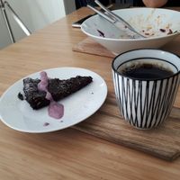 vegan choclate cake made of black beans.  at Muff  in Almhult