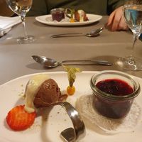 (vegan) Schokoladeneis mit Vanillesauce und Waldbeeren at Waldhotel am Notschreipass in Todtnau
