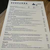 Menu  at Dobrumba in Budapest