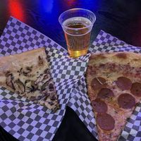 Vegan slice and beer special! 420 and Hippie Pepperoni   at Evel Pie in Las Vegas