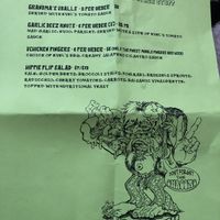 Part 1 of the menu  at Evel Pie in Las Vegas