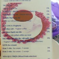 drinks menu,  ice cream and yogurt is not vegan at Sesame in Hanoi