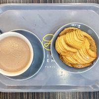 Hot chocolate and apple tart  at Maison Landemaine - Clichy in Paris