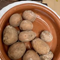 Papas with Mojo Rojo, Mojo Verde and applesauce  at El Guanche "Alte Schule" in Tenerife