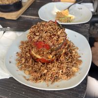 Volcán de berenjena y pimiento del piquilloo  at El Guanche "Alte Schule" in Tenerife