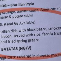 Part of menu  at Cacau Brazilian Patisserie in Redcar