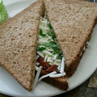 Vegan cheese, parsley and sundried tomato sandwich at Cacau Brazilian Patisserie in Redcar