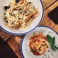 Pasta and aubergine parmigiana  at Urbano 32 in Chester