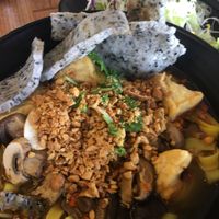 Yellow noodles soup at An Nhien Vegetarian Cuisine in Cabramatta