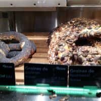 A little blurry but a couple of the incredible, fresh vegan pretzel options. SO good! at Brezelkonig in Neuchatel
