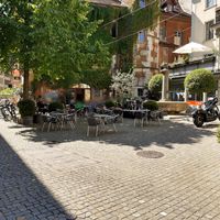 Outdoor seating at St Gervais in Biel