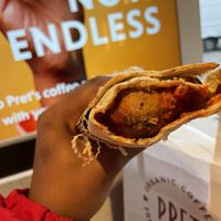 vegan meatless meatball wrap at Pret A Manger - Great Eastern St in London