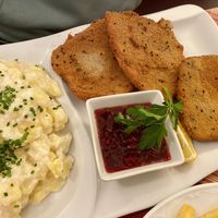 Vegan schnitzel with potato salad  at Stiftskeller in St Florian
