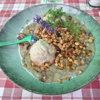 Eierschwammerl mit Serviettenknödel at Stiftskeller in St Florian