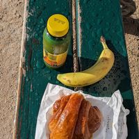 Juice and banana bought at the supermarket at Maison Landemaine - Beaumarchais in Paris
