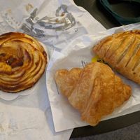 Apple galette, croissant, and apple pastry at Maison Landemaine - Beaumarchais in Paris
