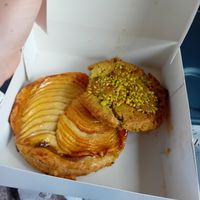 Apple tart and pistachio cookie both were delicious at Maison Landemaine - Crozatier in Paris