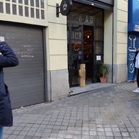 Street view at La Colectiva Cafe in Madrid