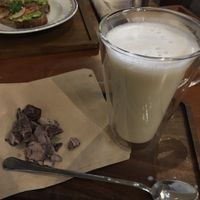 Ecuador chocolate with hot oat milk  at La Colectiva Cafe in Madrid