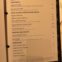 Vegan menu   at Wynn Hotel - Mizumi in Las Vegas